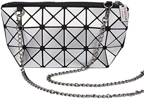 Women's fashion brand chain geometry mini crossbody shoulder bag (Silver)