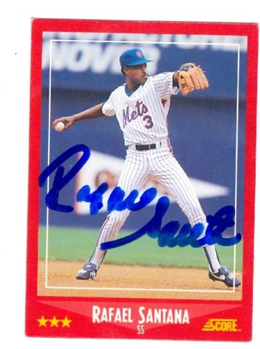 Rafael Santana Autographed/Hand Signed baseball card New York Mets 1988 Score baseball card #316