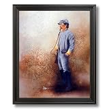 Western Civil War Confederate Soldier Johnny Rebel Wall Picture Black Framed Art Print