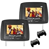 Car Headrest DVD Player/Game System Black (pair) - 7 Inch In Vehicle Monitor