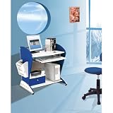 Techni Mobili Ergonomic Kids & Teens MDF Computer Desk, Blue & White, 40