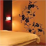 Wandtattoo Sommerblüte die Zweite! 85 cm (H) x 46 cm (B), schwarz - ral 9005