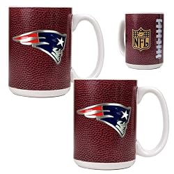 New England Patriots 2pc 15oz Gameball Ceramic Mug Set - Primary logo NFL Football