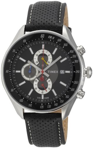 Timex Men's T2N156 Premium SL Stainless Steel Black Dial Chronograph Watch