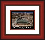 Small Miller Park Milwaukee Brewers Aerial Framed Print - Cherry Double Mat