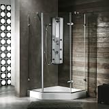 Vigo VG6061BNCL36W 36 x 36 Frameless Neo-Angle 3/8 Clear/Brushed Nickel Shower Enclosure with Whi