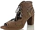 Delicious Women's Yorker Faux Suede Cutout Lace Up Open Toe Stacked Heel