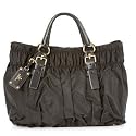 Prada Black Ruched Nylon Tessuto Tote