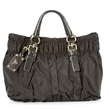 Prada Black Ruched Nylon Tessuto Tote