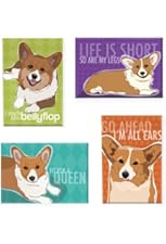 Pop Doggie Pembroke Welsh Corgi Refrigerator Magnets with Funny Sayings (Set of 4)