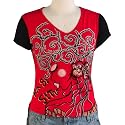 Jessie G. Women's Printed Scoop Neck Tee - Red Medium