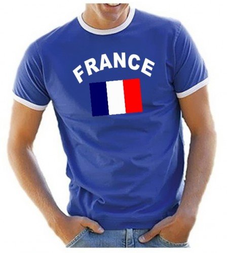 Coole-Fun-T-Shirts Herren T-Shirt Frankreich Ringer, blau, L, 10830_Frankreich_HERI_GR.L