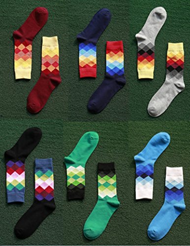 Deer Mum Men's Fashionable Colorful Soft Cotton Socks (5 Pack)