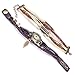 Belle (TM) Strap Weaved Beads Leather Bracelet Wrist Watch Dark Brown + Girls Charms Leather Weave + Bag