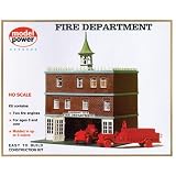 Model Power HO Scale Building Kit - Fire House With 2 Engines