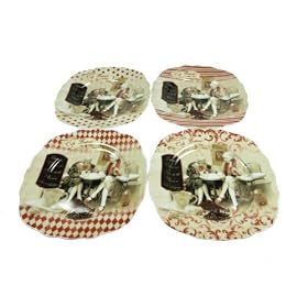 Nuova R2S - 614BISP - Coffret 4 Petites Assiettes - Bistrot Parisien - 16cm