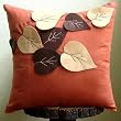 Spring Leaves - Throw Pillow Covers - Suede Pilllow Cover with Felt Embroidery