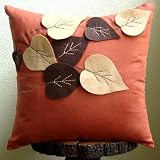 Spring Leaves - Throw Pillow Covers - Suede Pilllow Cover with Felt Embroidery
