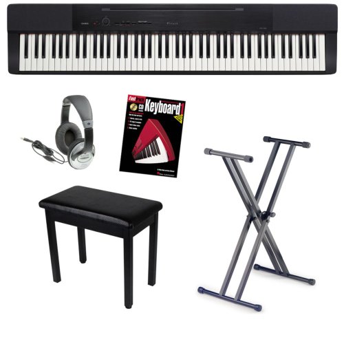 Casio Privia PX-150 88-Key Digital Piano Bundle with Bench, Stand, and Headphones, and Instructional Book – Black