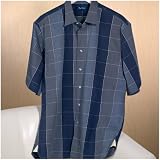Paul Fredrick Plaid Contrast Fabric Gusset Short Sleeve Sport Shirt