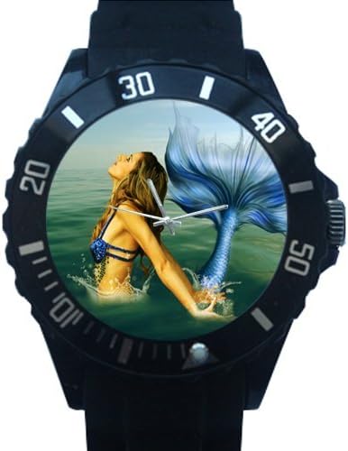 Special Design Beautiful Merimaid under the Sea Custom Black 100% Plastic Quartz Watch, Special Design