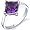 Striking 1.50 carats Amethyst Engagement Ring in Sterling Silver Rhodium Finish Size 5, Available in Sizes 5 thru 9