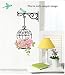 Wall Decor Removable Decal Sticker - Love Birds with Floral Birdcage