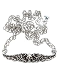 Femme Metale .925 Sterling Silver Petite Winged Skull Necklace