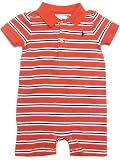 Ralph Lauren Infant Boy / Girl Shortalls in Red, Navy Stripes; Navy Pony