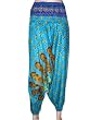 Womens Trousers Harem Crop Bohemian Capri Pants Sarang Print Pacific Blue