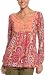 Izod Women's 3/4 Sleeve Printed Cotton Crotchet Neck Top