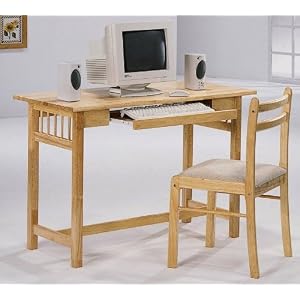 Lakin Maple Computer Desk with Two Chairs (3 Piece) Set