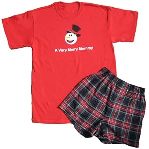 Buy A Very Merry MOMMY tee and boxer Loungewear Set - Christmas Pajamas for Mom! by Footsteps Clothing