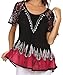 Sakkas Cora Relaxed Fit Batik Design Embroidery Cap Sleeves Blouse / Top