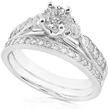 1 1/5ctw Round Diamond Wedding Ring Set (HI/SI) in 14kt White Gold