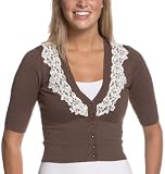 Rampage Juniors' Cardigan With Lace Detail,Brown,Small