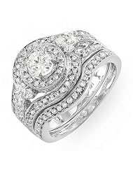 14k White Gold Round Diamond Ladies Bridal Ring Engagement Set (1.25 Cttw,... by DazzlingRock.com Collection