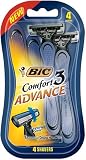 BIC Comfort 3 Advance Pivot Triple Blade Razor For Men, 4-Count (Pack of 6)