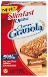 Slim-Fast Meal Options Chewy Granola Meal Bar, Peanut Butter, 1.97-Ounce Bars in 6-Count Boxes (Pack of 6)
