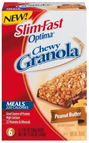 Slim-Fast Meal Options Chewy Granola Meal Bar, Peanut Butter, 1.97-Ounce Bars in 6-Count... by Slim-Fast