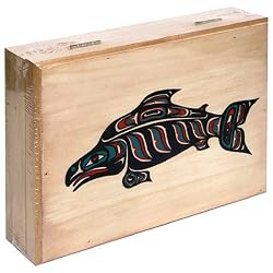 Alaska Smokehouse Smoked Salmon Fillet in Wood Gift Box, Assorted Designs, 4-Ounce Each (Pack of 4)
