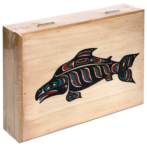 Alaska Smokehouse Smoked Salmon Fillet in Wood Gift Box, Assorted Designs, 4-Ounce Each... by Alaska Smokehouse