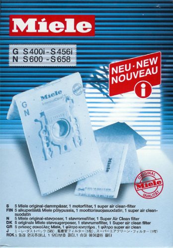 Miele Style G/N HyClean Vacuum Cleaner Bags: 4 Bags + 1 Super Air Clean Filter + 1 PreMotor Filter