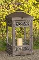 Gartenlaterne Aurelia, Windlicht, Laterne aus Holz und Metall, gross, antik-braun, Hoehe 66cm