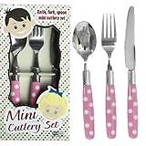 Childrens Pink Polka Dot Cutlery Set