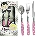 Childrens Pink Polka Dot Cutlery Set