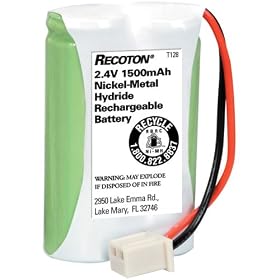 Recoton T128 2.4V, 1500mAh Ni-MH - Panasonic HHR-P509 Replacement Battery by 