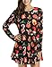 Meaneor Women Long Sleeves Santa Christmas Xmas Gifts Print Flared Swing Dress