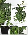 TWO Pre-Potted 19" Artificial Home Decor Plant in tin pot