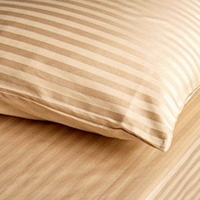 Homespell Egyptian Cotton Bed Sheet Set 500 Thread Count Sateen Stripe Linen Queen